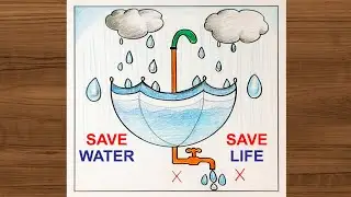 World Water Day Drawing / How to Draw Save Water Save Life Drawing / Save Earth Drawing