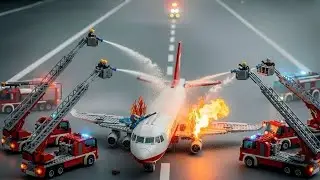 LEGO Passenger Jet Fire Drill Gone Wrong! Intense Emergency Response Training