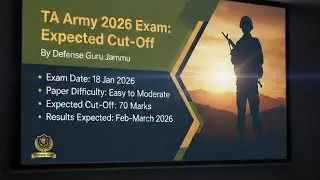 TA Army Cut-Off Today Exam | Expected Cut-Off 2026 | Defence Guru Jammu