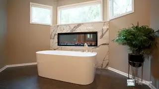 Master Bathroom Transformation Large Format Tiles & Electric Fireplace Spa Design
