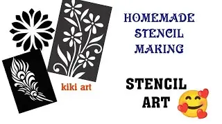 DIY- homemade stencil making and stencil art||creative idea||Kiki art