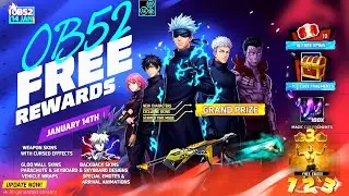 OB52 Update FREE Rewards 🎁 | Jujutsu Kaisen Collab |😱| FF NEW EVENT Today | FREE FIRE NEW EVENT