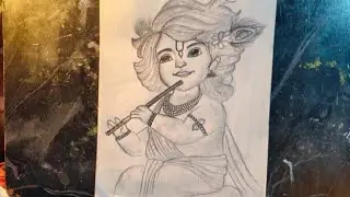 Bal Krishna Drawing , How to draw lord krishna with easy steps 