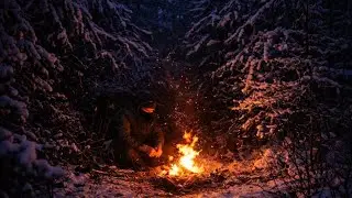 Quick Shelter in a Frozen Forest.Winter Camping ASMR