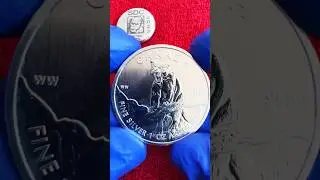 Canadian Silver Lion looks hungry! #cat #lion #cougar #silver #coin #canada #shorts