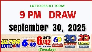 Lotto Result Today 9PM Draw September 30, 2025 PCSO