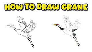 How to Draw a Crane Bird Step-by-Step &ndash; Animal Drawing with Markers