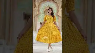 New Collection of Bagru Hand Block Printed Cotton Frill One Piece Dress in Multiple Beutiful Colour