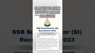 SSB SUB INSPECTOR RECRUITMENT 2023 #shorts