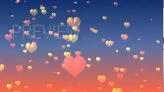 Moving Heart Shapes And Glowing Particles