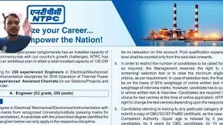 NTPC Requirement for Experienced Engineer E2 Grade and Ast. Chemist post