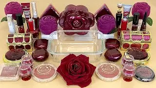 ASMR Slime BURGUNDY 🍷 Mixing eyeshadow, makeup and glitter into Slime. Relaxing slime video 1080p.