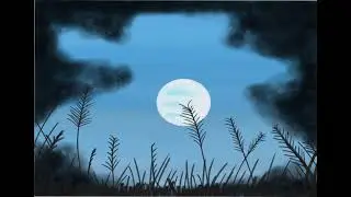 Moonlight night sky painting / easy painting ideas / Drawing tutorial 