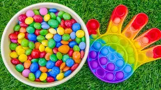 Satisfying ASMR Making Candy Mixing with Pop IT & Color Skittles Balls Mold Cutting ASMR