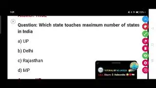 Which state touches maximum number of states in India.