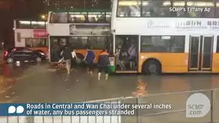 Hong Kong battered by black rain, flooding