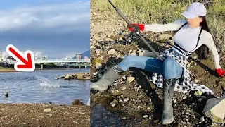Поймал крупную рыбу! Я буду бросать вызов лучшему рекорду в Японии.