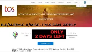 TCS is hiring |B.E/M.E/M.C.A/M.Sc. / M.S can  apply |TCS National Qualifier Test | Apply now|#tcs