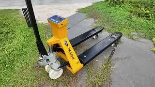 Yellow-Black Carbon Steel Pallet Jack Scale ⚠️ | Massive Weighing Industrial Mobile Scale ⚖️