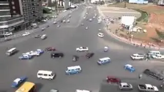 Intersection in the capital city of Ethiopia (Addis Ababa)