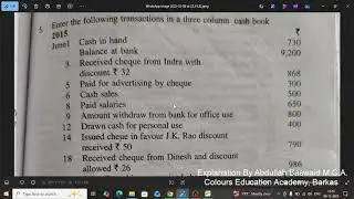 Bcom 1 1 FA1 Three col-cash book revision problem Explanation By Abdullah Baswaid