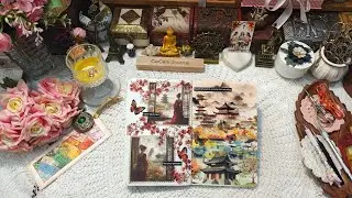 Japanese Landscape Collage Journal | Serene Art with Deco Paper & Stickers
