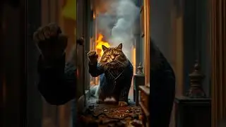 Dad cat saved his son from fire🔥😺 #meowmeowmeowAI #MeowAI #shorts #CatAI #cute