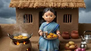 Doll Made Potato Pakoras  doll cocking video | Miniature desi video |Miniature cocking | Tiny ||