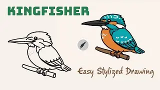 How to Draw a Stylized Kingfisher An Easy, Simple and Minimalist Bird Drawing Guide #lidoartworks