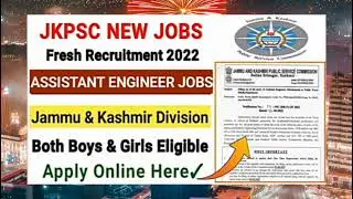 JKPSC new jobs notification. Government jobs for j&k UT. Junior Engineer fresh recruitment. #jkssb