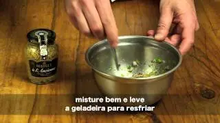 Hot Dog com Mango Chutney e mostarda Dijon A L'Ancienne Maille