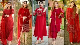 Red Dress Design|Red Colour Dresses|Straight Pant With Kurti Design|Pakistani Dress Design 👗2023