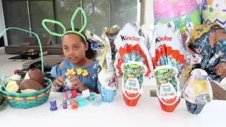 EASTER EGG HUNT! Maxi Kinder Surprise Eggs - Giant Golden Eggs - Shopkins - Peppa Pig Toys