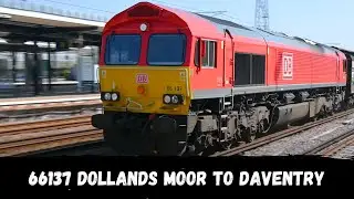 66137 pulls a LONG water train - Dollands Moor Sidings to Daventry Rft Recep through Ashford Int'l