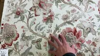 Vintage Duck Document | Home Decor Fabric | Floral Branches in Natural / Red / Green | 54