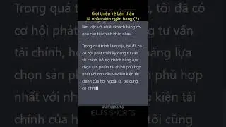 Giới thiệu về bản th&acirc;n l&agrave; nh&acirc;n vi&ecirc;n ng&acirc;n h&agrave;ng 2 #ieltsshorts