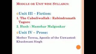 Indian Writing in English: Syllabus and Question Paper Pattern