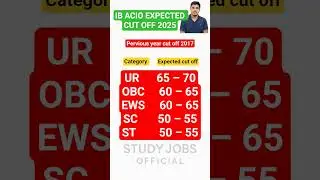 IB ACIO EXPECTED CUT OFF 2025| IB ACIO PREVIOUS YEAR CUT OFF 2017| INTELLIGENCE BEURO CUT OFF#shorts