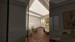 Translucent stretch ceiling with warm light
