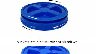 Bucket Kit, Five Colored 5 Gallon Buckets with Matching Gamma Seal Lids (one Each: Blue, red,