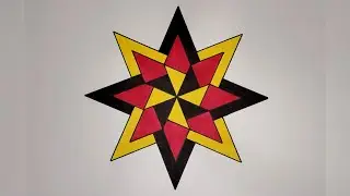 How To Draw 8 Pointed Geometric Star || Geometric Star Pattern || Pookkalam Design ||