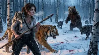 A Girl Alone Surviving trapped between wolves and a bear in the frozen wilderness