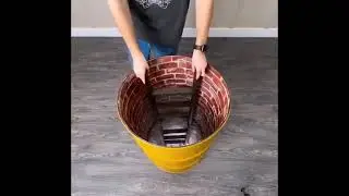 An artistic table with an old barrel