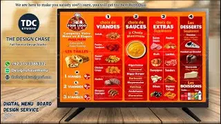 Digital Menu Board for Restaurants | Professional 4K TV Screen Menu Design Service