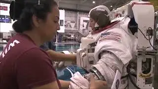 NASA astronaut suits up