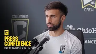Diego Rossi answers questions from the media during preseason