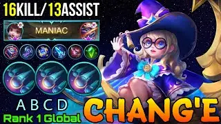 Lunar Magic Chang'e MANIAC with 16 Kills & 13 Assist! - Top 1 Global Chang'e by A B C D - MLBB