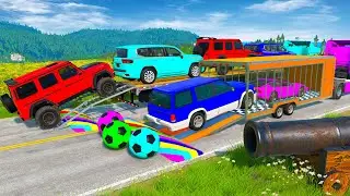Flatbed Truck McQueen | Transportation with Truck - Pothole vs Car | BeamNG.Drive Gameplay