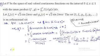 Orthonormal set of vectors