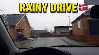 Relaxing Rainy Day Drive | 4K Car Window View | Danish Countryside from Dronninglund to Hjallerup
